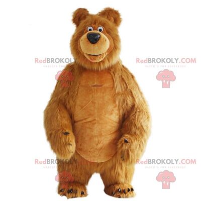 Teddy bear REDBROKOLY mascot dressed in inflatable Christmas outfit / REDBROKO_010493