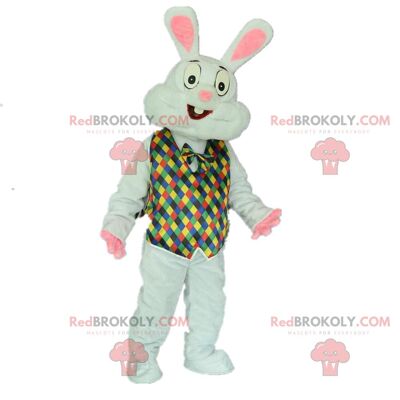 Disfraz de conejo blanco y rosa con orejas grandes / REDBROKO_010500