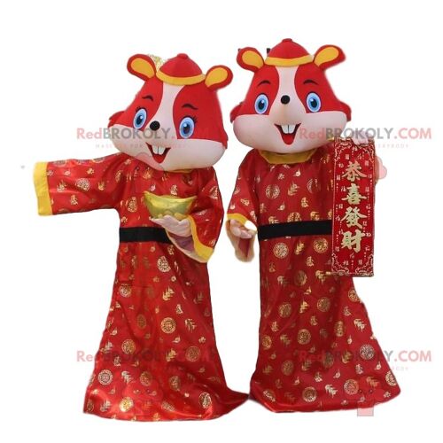 2 disguises of red mice, hamsters in Asian clothes / REDBROKO_010516