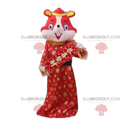 Rote Maus Kostüm in traditioneller chinesischer Kleidung / REDBROKO_010519