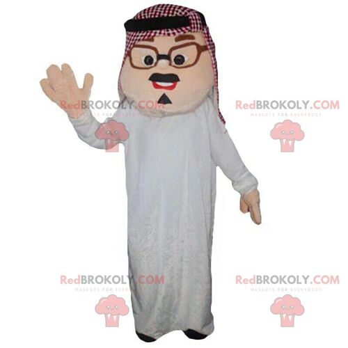 Oriental man REDBROKOLY mascot, Maghrebian costume, Muslim / REDBROKO_010523