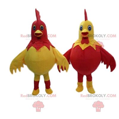 2 disfraces de gallos gigantes y coloridos, disfraz de granja / REDBROKO_010545