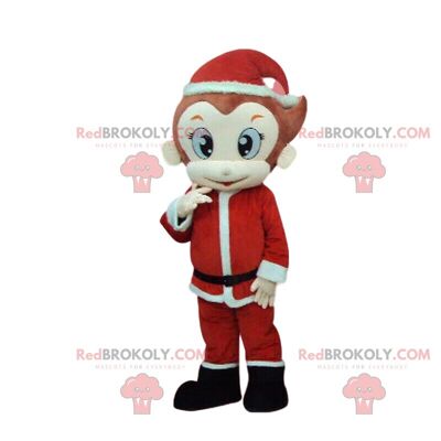Mascota de REDBROKOLY Papá Noel con un bastón de caramelo de cebada / REDBROKO_010693