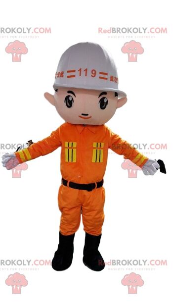 Mascotte pompier REDBROKOLY, ouvrier, déguisement homme bricoleur / REDBROKO_010733 2