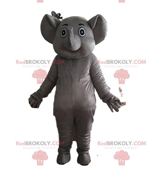Blue and white elephant REDBROKOLY mascot, elephant costume / REDBROKO_010750