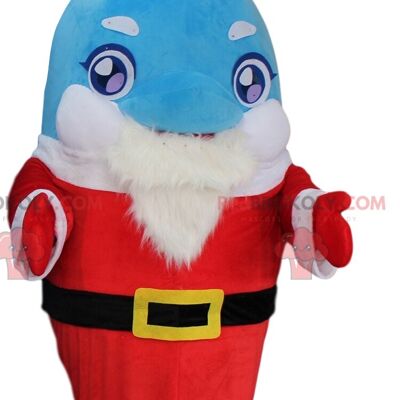 Blue and white dolphin costume dressed as Christmas elf / REDBROKO_010762