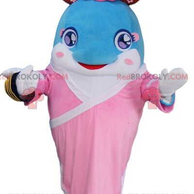 REDBROKOLY mascot blue dolphin in pirate outfit, pirate costume / REDBROKO_010765