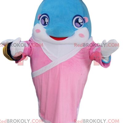 REDBROKOLY mascot blue dolphin in pirate outfit, pirate costume / REDBROKO_010765