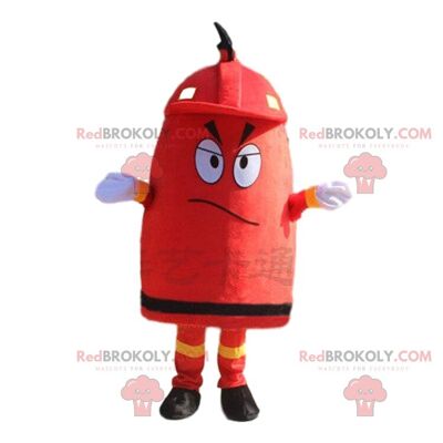 Mascotte REDBROKOLY de bouche d'incendie rouge et jaune, géante / REDBROKO_010794