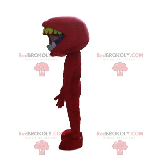 Giant red fire hydrant REDBROKOLY mascot, firefighter costume / REDBROKO_010795