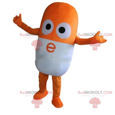 Pill REDBROKOLY mascot with glasses, giant drug costume / REDBROKO_010797