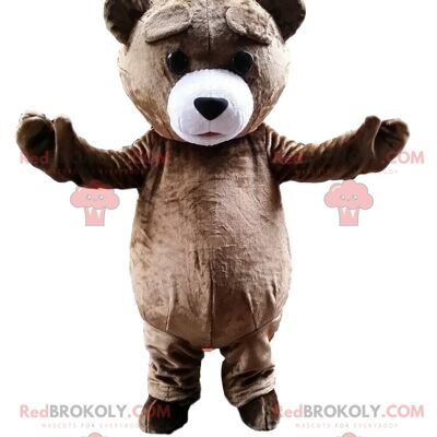 Gray teddy bear REDBROKOLY mascot dressed as a pilot. Bear costume / REDBROKO_010816