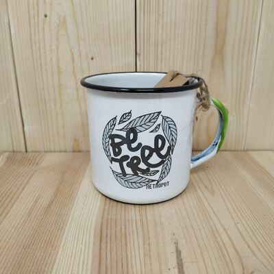 RETROPOT mug in enamelled steel "Be Tree" design