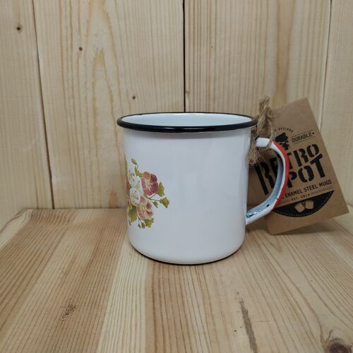 Taza RETROPOT de acero esmaltado diseño "Flores"