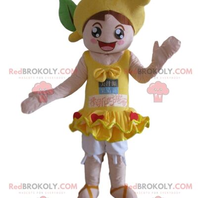 Mascotte de hamburger jaune géant REDBROKOLY, avec une couronne / REDBROKO_010861