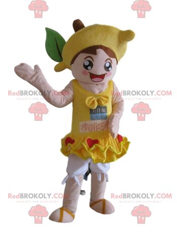 Mascotte de hamburger jaune géant REDBROKOLY, avec une couronne / REDBROKO_010861 2