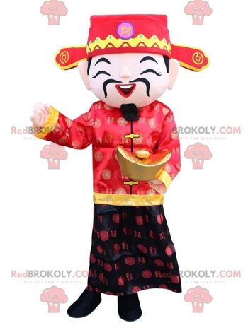 Mascotte d'homme asiatique REDBROKOLY, costume de dieu de la fortune / REDBROKO_010871