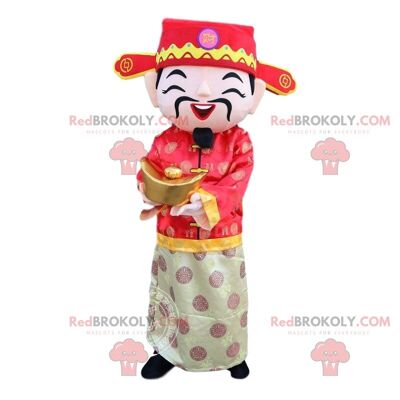 Disfraz de hombre asiático, dios de la riqueza, mascota asiática REDBROKOLY / REDBROKO_010874