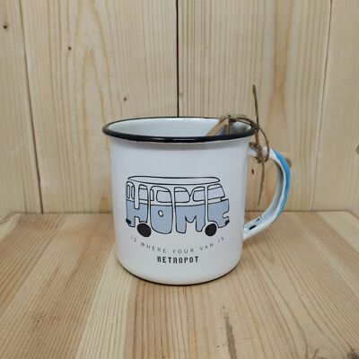 RETROPOT mug in enamelled steel "Home Van" design