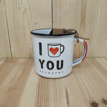 Mug en acier émaillé RETROPOT design "Je t'aime" 1