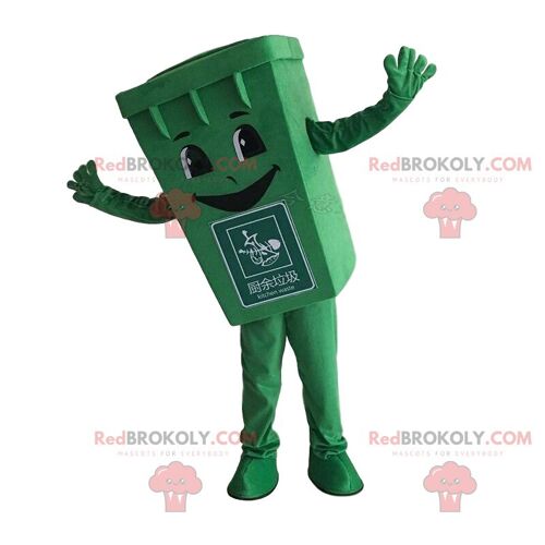 Blue dumpster REDBROKOLY mascot, blue garbage costume / REDBROKO_010900