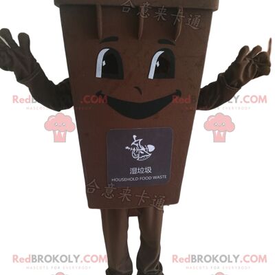 Green trash REDBROKOLY mascot, dumpster costume / REDBROKO_010901