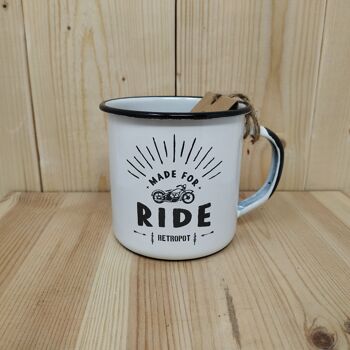 Mug RETROPOT en acier émaillé design "Ride" 1