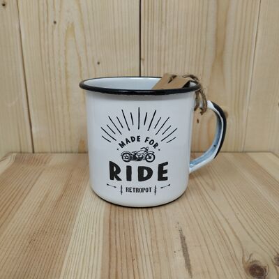 RETROPOT mug in enamelled steel "Ride" design