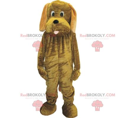 Brown and white teddy bear REDBROKOLY mascot, bear costume / REDBROKO_010967