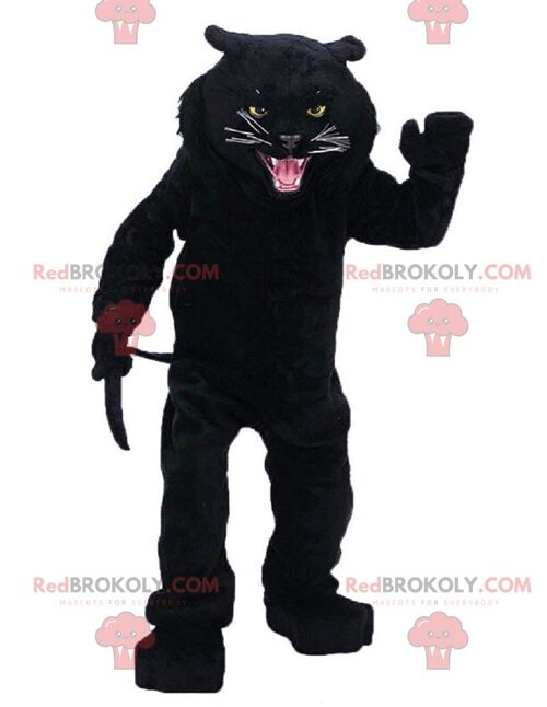 Black and gray wolf REDBROKOLY mascot, plush wolf costume / REDBROKO_010970
