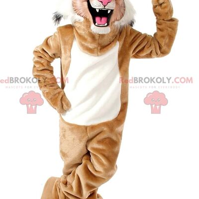 Brown and white coyote REDBROKOLY mascot, two-tone dog costume / REDBROKO_010981