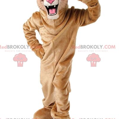 Fierce leopard REDBROKOLY mascot, plush feline costume / REDBROKO_010987