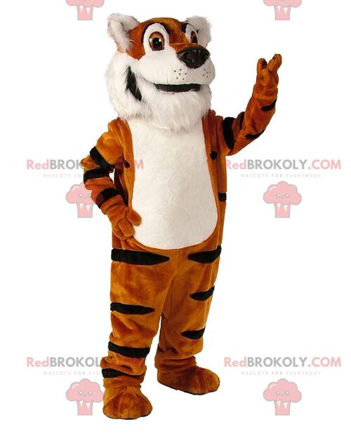 Brown and white cat REDBROKOLY mascot, giant cat costume / REDBROKO_011011