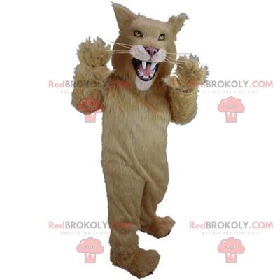 Brown and beige teddy bear REDBROKOLY mascot, cute bear costume / REDBROKO_011046