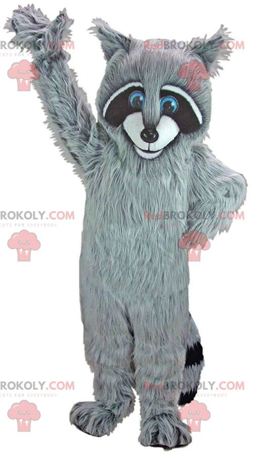 Gray and white husky REDBROKOLY mascot, hairy wolf dog costume / REDBROKO_011050