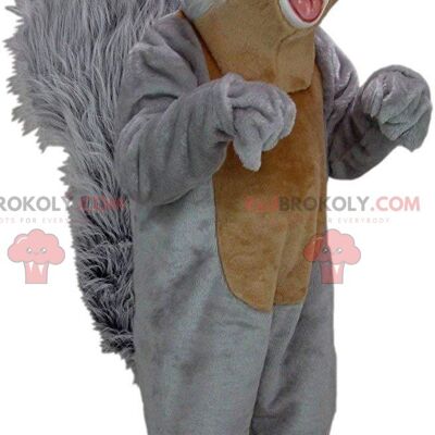 Gray squirrel REDBROKOLY mascot with blue eyes, forest costume / REDBROKO_011053