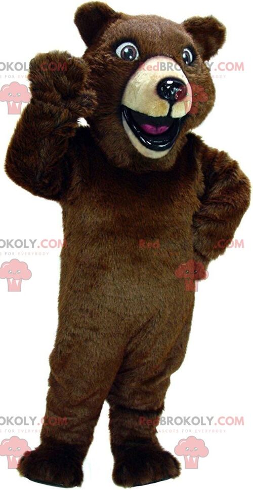 Happy bear REDBROKOLY mascot, smiling teddy bear costume / REDBROKO_011067