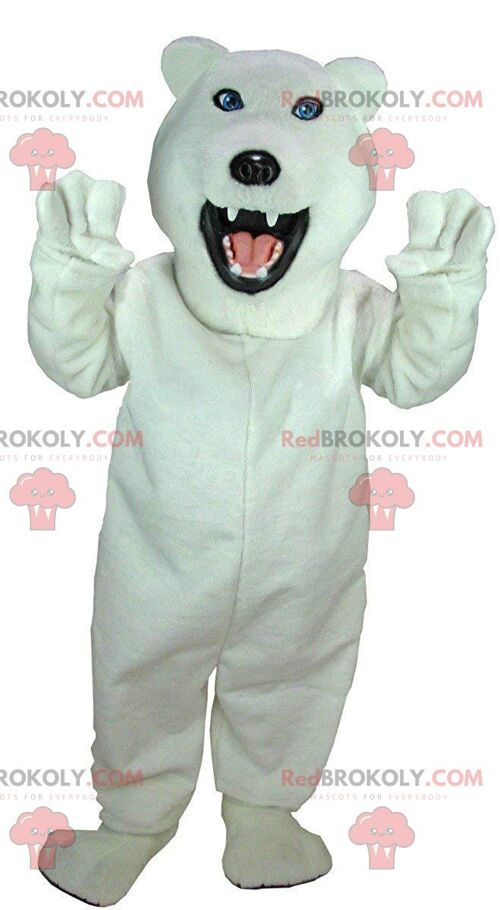 Beige lioness REDBROKOLY mascot, fierce feline costume / REDBROKO_011109