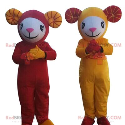 2 mascottes tigre REDBROKOLY en tenue de Kung fu, costumes de karaté / REDBROKO_011175