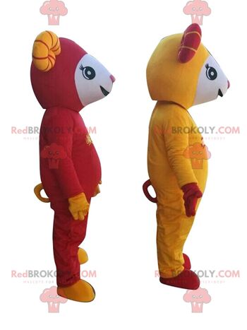 2 mascottes tigre REDBROKOLY en tenue de Kung fu, costumes de karaté / REDBROKO_011175 2