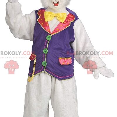 White and pink rabbit REDBROKOLY mascot, plush bunny costume / REDBROKO_011208