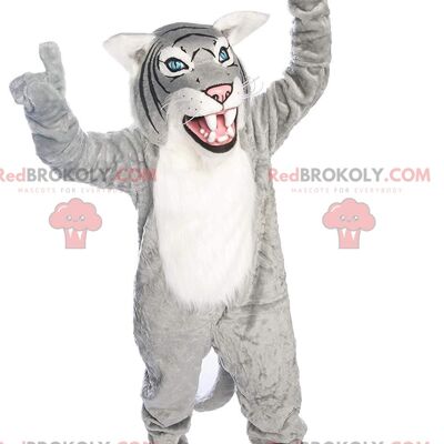 REDBROKOLY mascot beige and white lynx, giant feline costume / REDBROKO_011243