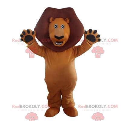 Mascota del oso de peluche amarillo REDBROKOLY con jeans y un atuendo colorido / REDBROKO_011269