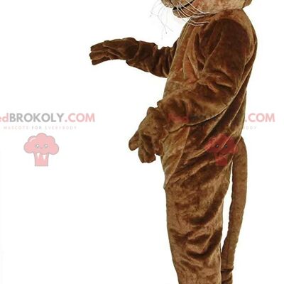 Brown lion REDBROKOLY mascot with large mane, feline costume / REDBROKO_011346