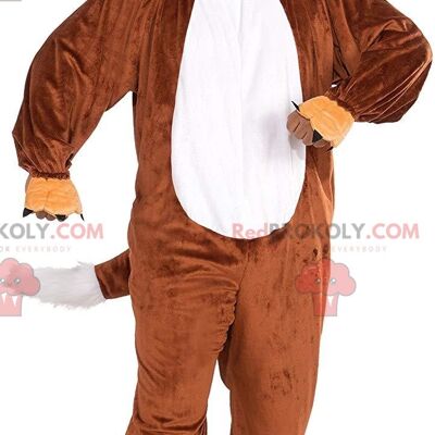 Plush brown lion REDBROKOLY mascot, feline costume / REDBROKO_011398