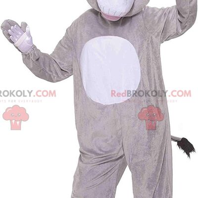Giant and hairy white rabbit REDBROKOLY mascot, big rabbit costume / REDBROKO_011401
