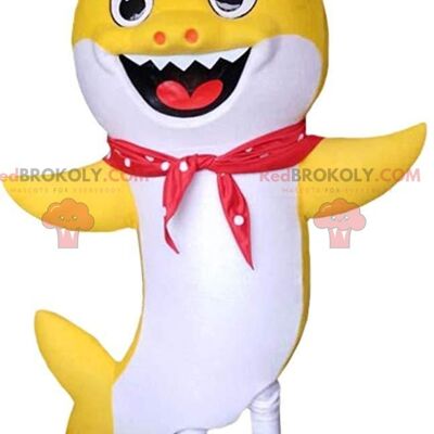 Blue and white shark REDBROKOLY mascot, sea costume / REDBROKO_011441