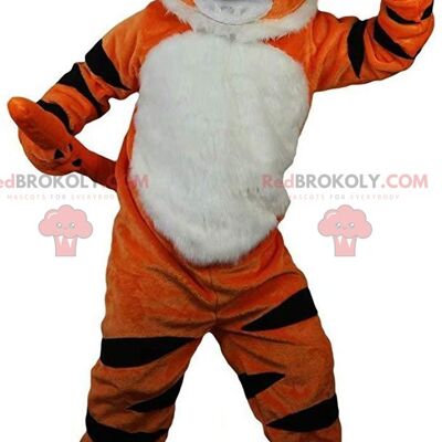 Orange and white jaguar REDBROKOLY mascot, fierce leopard costume / REDBROKO_011456