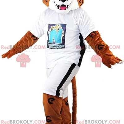 Orange, white and black tiger REDBROKOLY mascot, wild animal costume / REDBROKO_011457