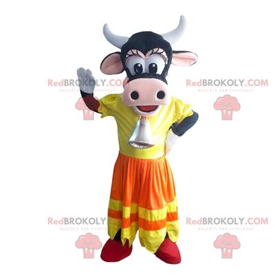 Giant wild boar REDBROKOLY mascot, white and black wild pig / REDBROKO_011543